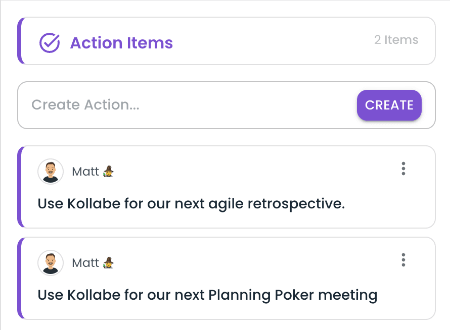 Agile Retrospective Action Items