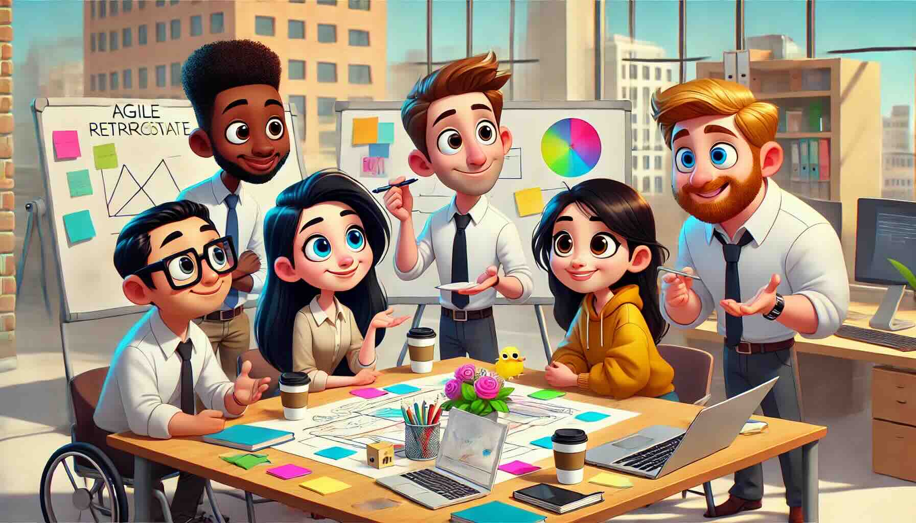 Team engaged in an Agile retrospective