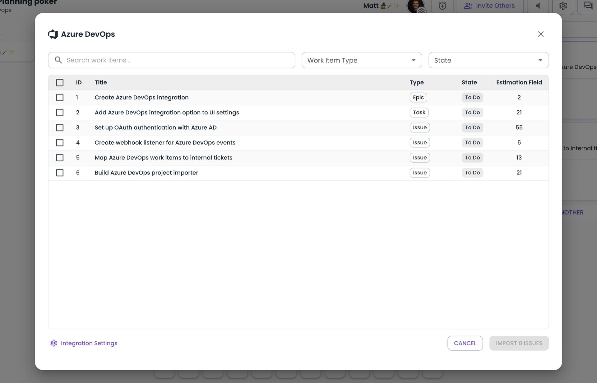Importing work items from Azure DevOps