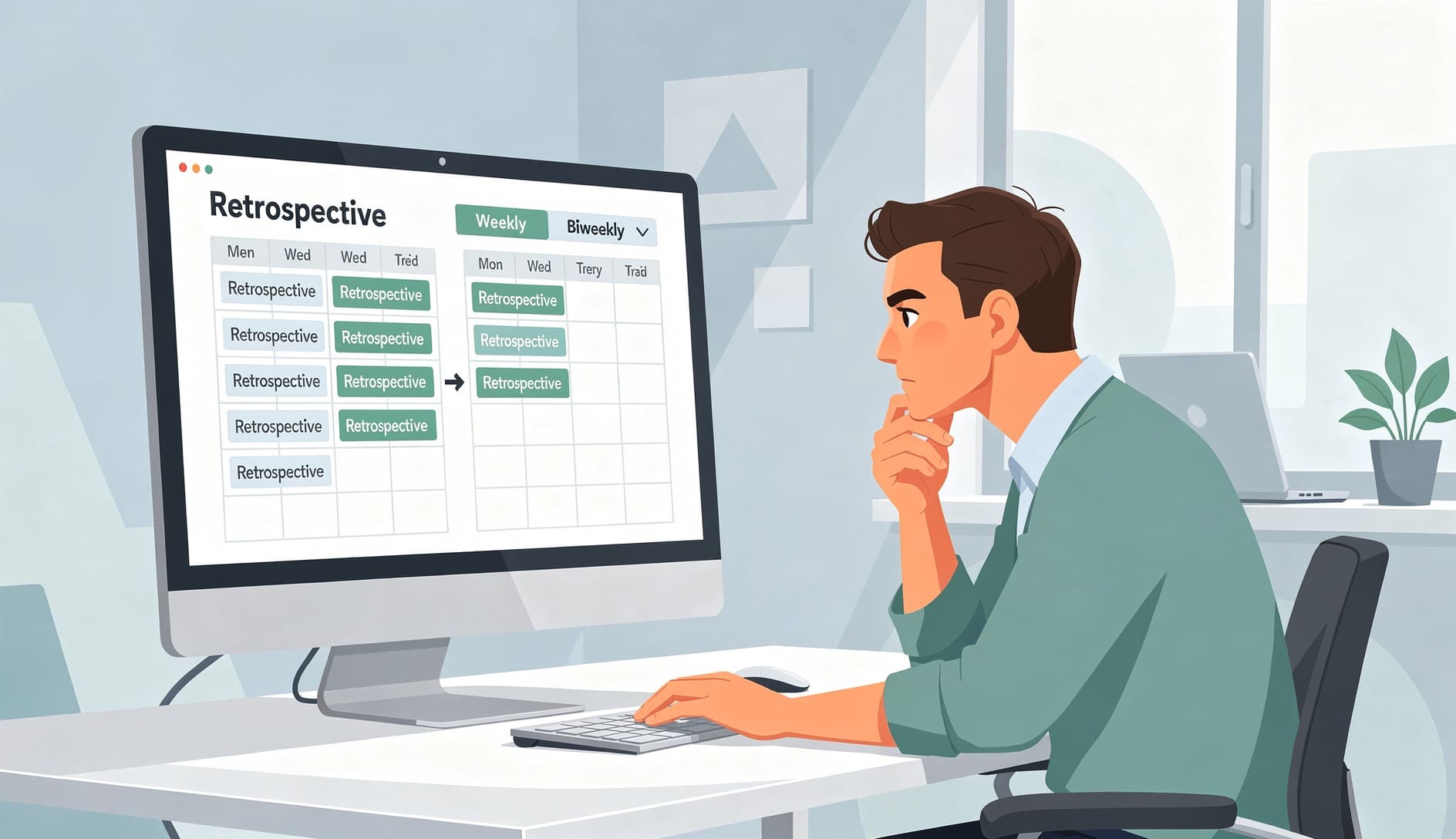 A calendar showing a retrospective being thoughtfully rescheduled