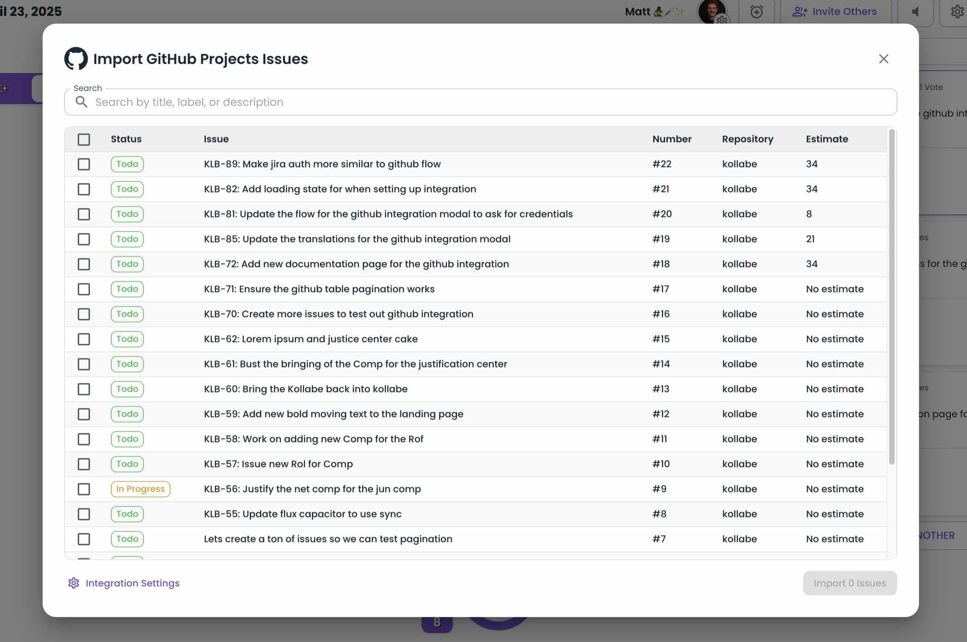 Importing issues from GitHub Projects