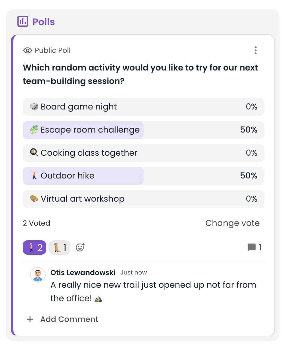 adding comments to a retrospective poll