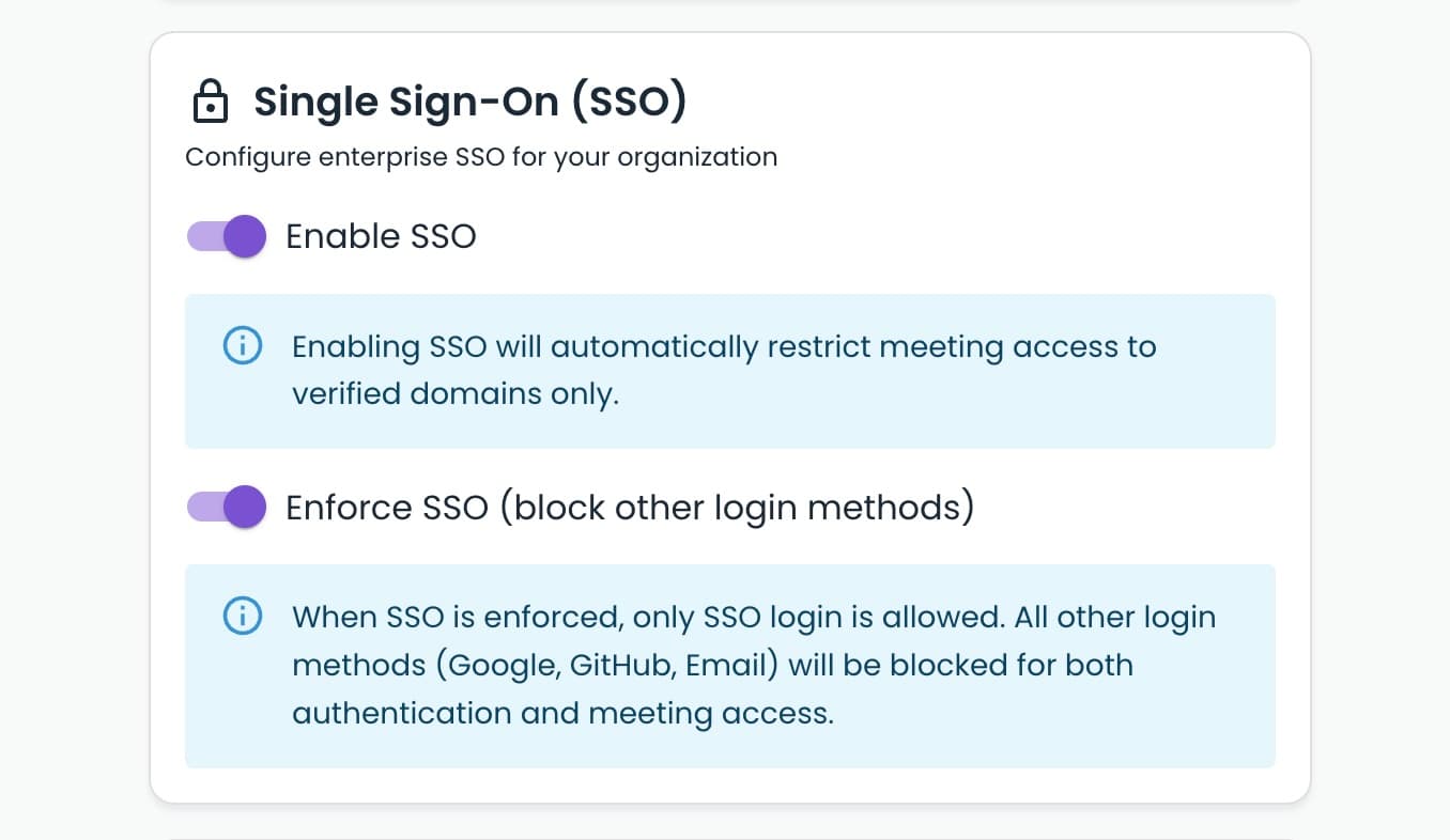setting up sso for an organization