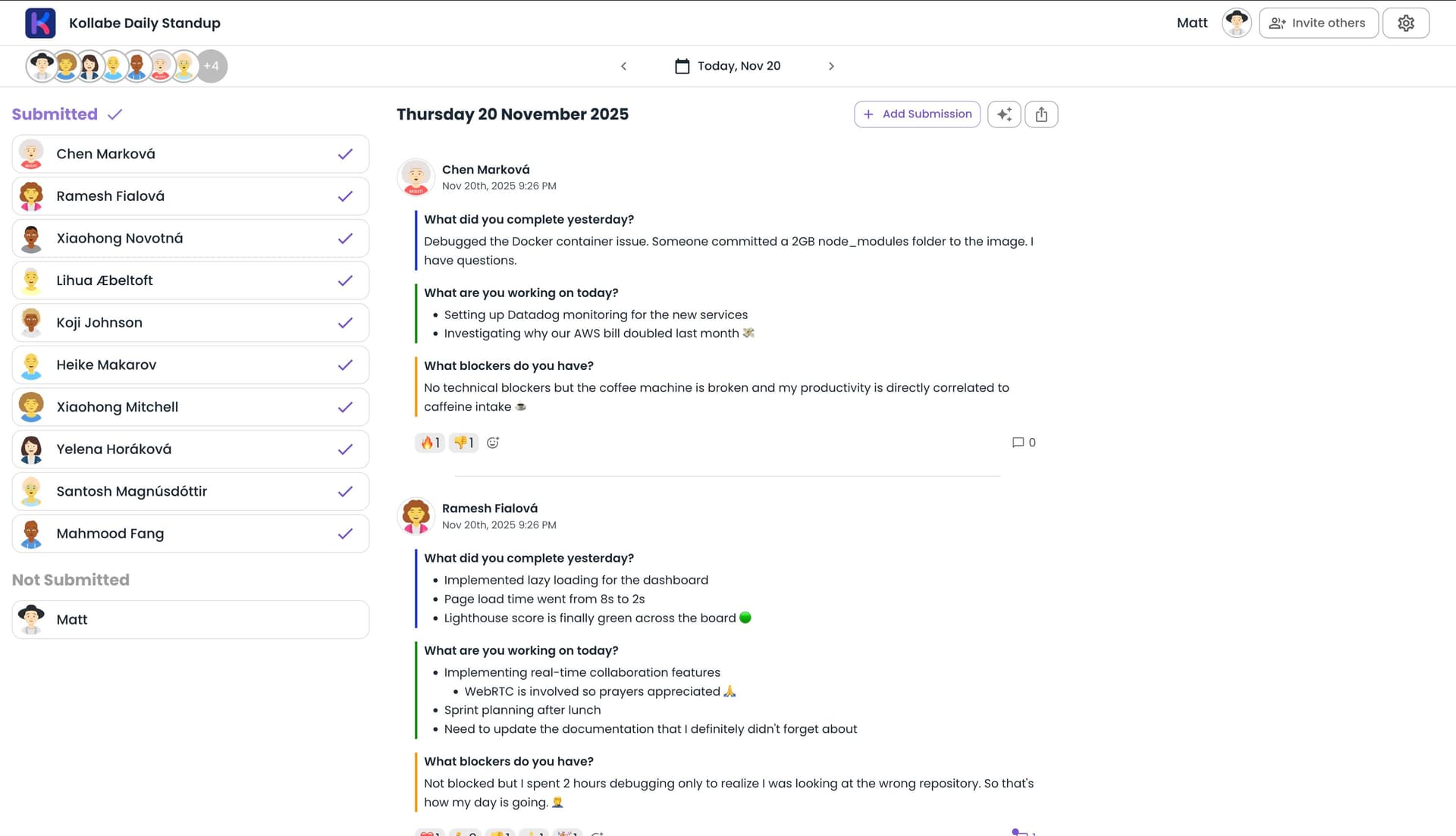Async standup updates