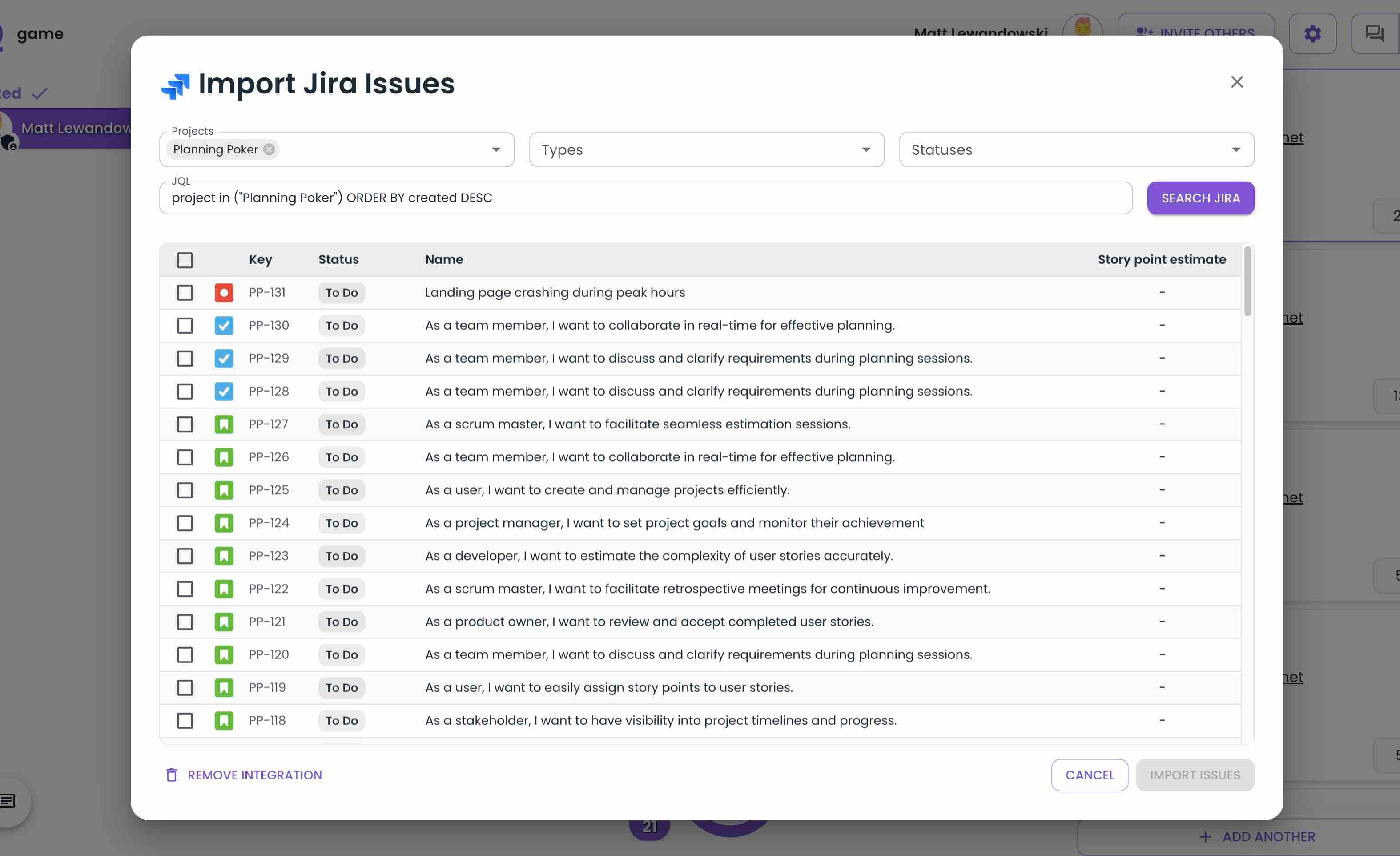 Importing tickets from Jira